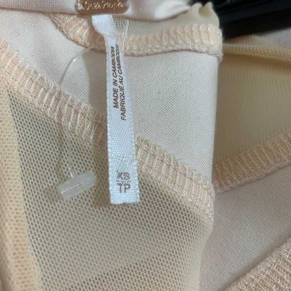 FREE PEOPLE Monarch' Mock Neck Mesh Inset Long Sleeve Blouse Ballet Top, Zipper - Picture 10 of 12